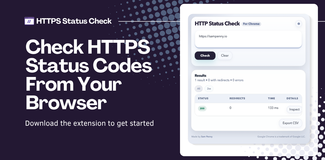 HTTP Status Check Chrome extension preview
